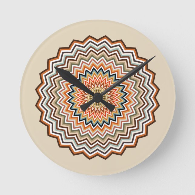 Relógio Redondo Mandala Zigzag Pattern (Frente)