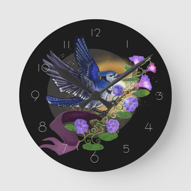 Relógio Redondo Manhã Glory Bluejay (Frente)