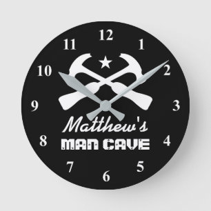 Relógio Redondo Manly hammer logo car garage or mancave wall clock