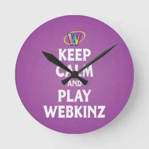 Relógio Redondo Mantenha a calma e o jogo Webkinz