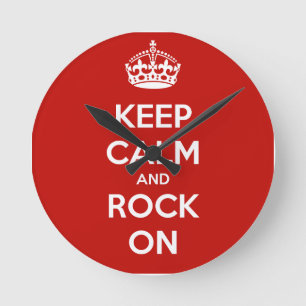 Relógio Redondo Mantenha a calma e o rock ligado