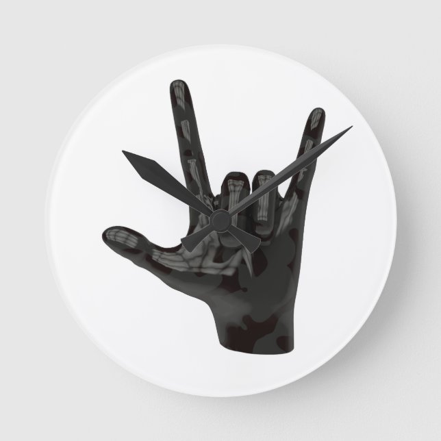 Relógio Redondo mão de chifres diabólicos (Frente)