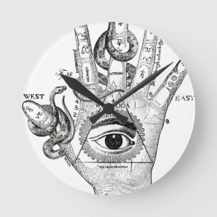 Relógio Redondo Mão de Cobra do Compass Illuminati