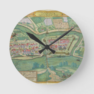 Relógio Redondo Map of Szolnok, from 'Civitates Orbis Terrarum' by