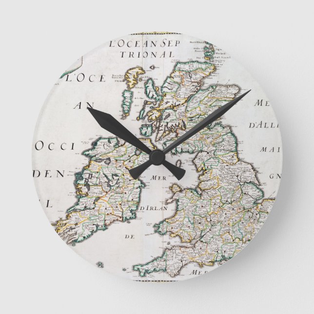 Relógio Redondo Mapa da Grã-Bretanha e da Irlanda, publicado em Pa (Frente)