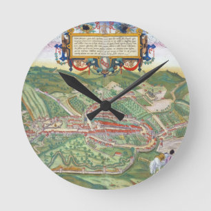 Relógio Redondo Mapa de Serravalle, 'de Civitates Orbis Terrarum