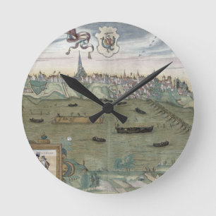 Relógio Redondo Mapa de Varsóvia, de "Civitates Orbis Terrarum"