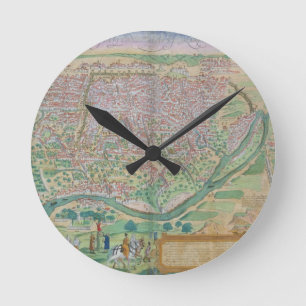Relógio Redondo Mapa do Cairo, de "Civitates Orbis Terrarum" por G