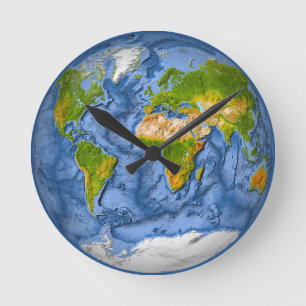 Relógio Redondo Mapa do mundo em um círculo