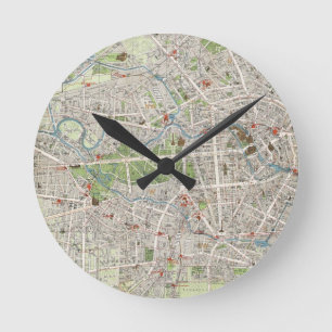 Relógio Redondo Mapa do vintage de Berlim Alemanha (1905)