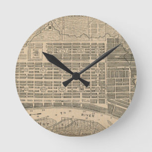 Relógio Redondo Mapa do vintage do savana Geórgia (1818)