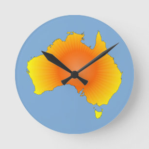 Relógio Redondo Mapa ensolarado de Austrália
