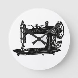 Relógio Redondo Máquina de costura por safra preta e branca