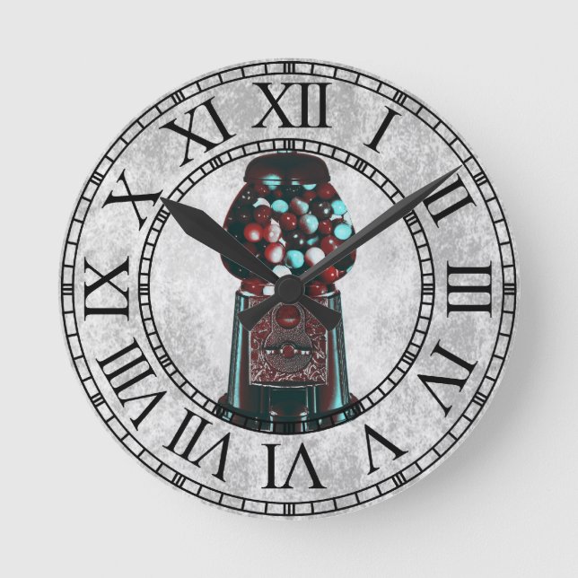Relógio Redondo Máquina de Gumball Retroativa (Frente)