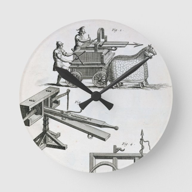 Relógio Redondo Maquinaria balística romana, 'do Encyclopedie (Frente)