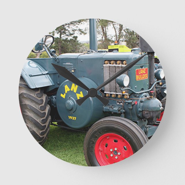 Relógio Redondo Maquinaria de fazenda velha do trator do buldogue (Frente)