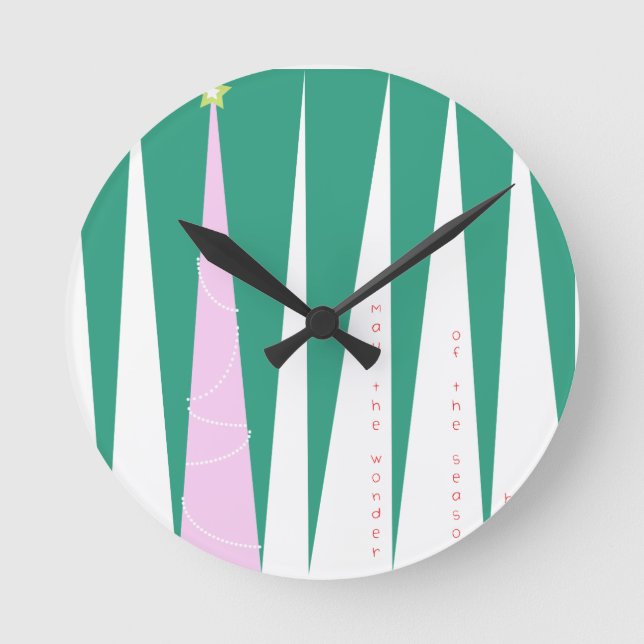 Relógio Redondo Maravilha da árvore de Natal da estação (Frente)