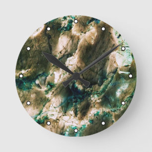 Relógio Redondo Marble Elegante Colorido Tan Brown e Pontos Aqua