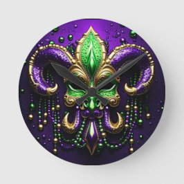 Relógio Redondo Mardi Gras Fleur De Lis Design