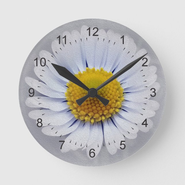 Relógio Redondo margarida branca de brilho (Frente)
