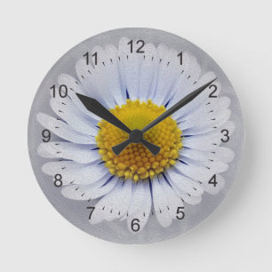 Relógio Redondo margarida branca de brilho