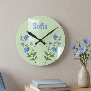 Relógio Redondo Margarida floral moderna personalizada fofa elegan