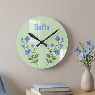 Relógio Redondo Margarida floral moderna personalizada fofa elegan