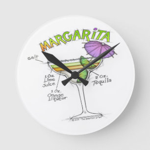 RELÓGIO REDONDO MARGARITA RECIPE COCKTAIL ART