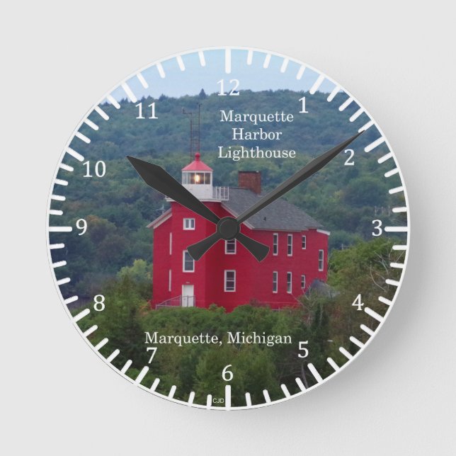 Relógio Redondo Marquette Harbor Lighthouse clock (2) (Frente)