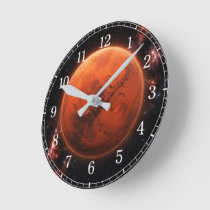 Relógio Redondo Mars Wall Clock — Space-Inspired Design