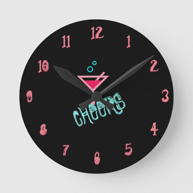 Relógio Redondo Martini - Arte de Pop, Rosa e Turquesa com Álcool (Frente)