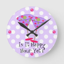 Relógio Redondo Martini Glass Happy Hour Wall Clock