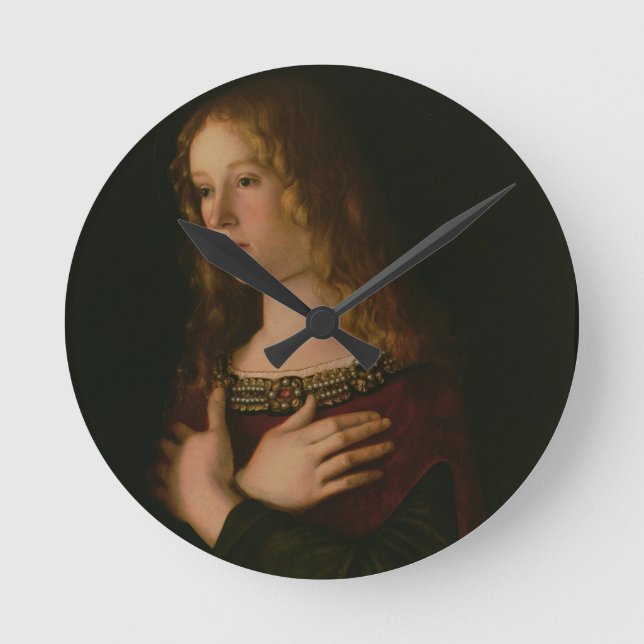 Relógio Redondo Mary Magdalene, detalhes da Virgem e Criança w (Frente)
