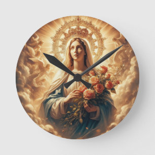 Relógio Redondo Mary Virgin Jesus