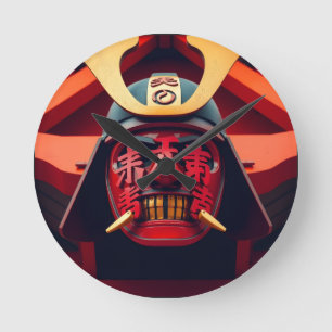 Relógio Redondo Máscara vermelha de samurai anime