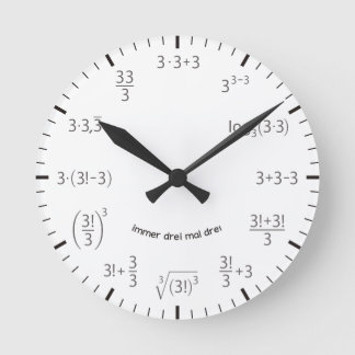 Relógio Redondo Matemática Wanduhr Três pintas Três