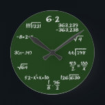 Relógio Redondo Maths and Physics Wall Clock<br><div class="desc">This cool design is made up of multiple mathematical calculations that equal the hour on the clock. Ideal for a maths teacher or someone who loves mathematics.</div>