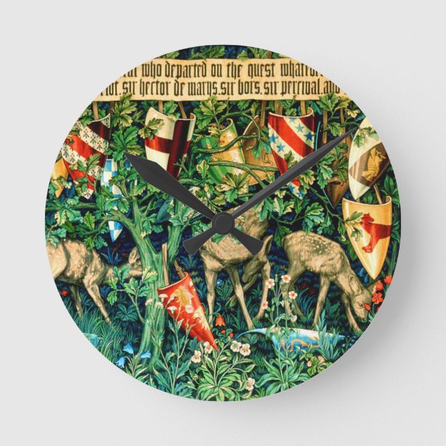 Relógio Redondo Medieval King Arthur William Morris (Frente)