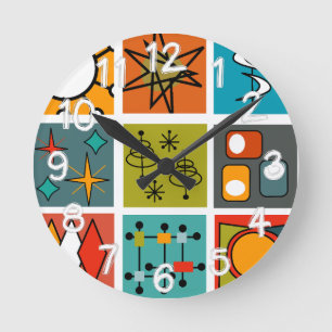 Relógio Redondo Médio-século Moderno Smorgasbord