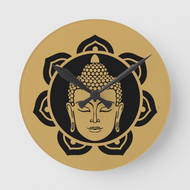 Relógio Redondo Meditação de Cabeça de Buda (Frente)