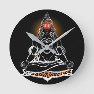 Relógio Redondo Meditação Mística Shiva: Arte da Linha Divina