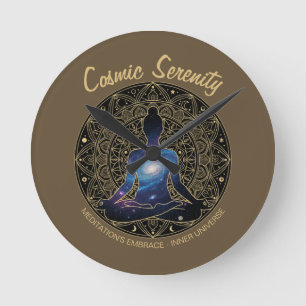 Relógio Redondo Meditação Serenidade Cósmica – Mandala (SEM NÚMERO