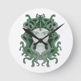 Relógio Redondo Medusa Gorgo Cobra Gorgon Monstro Mitologia Grega