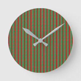 Relógio Redondo Meia de Natal Vermelho Verde sobre Vermelho Verde