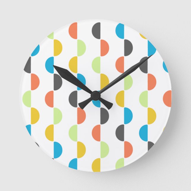 Relógio Redondo Meio Círculos Modernos do século médio (Frente)