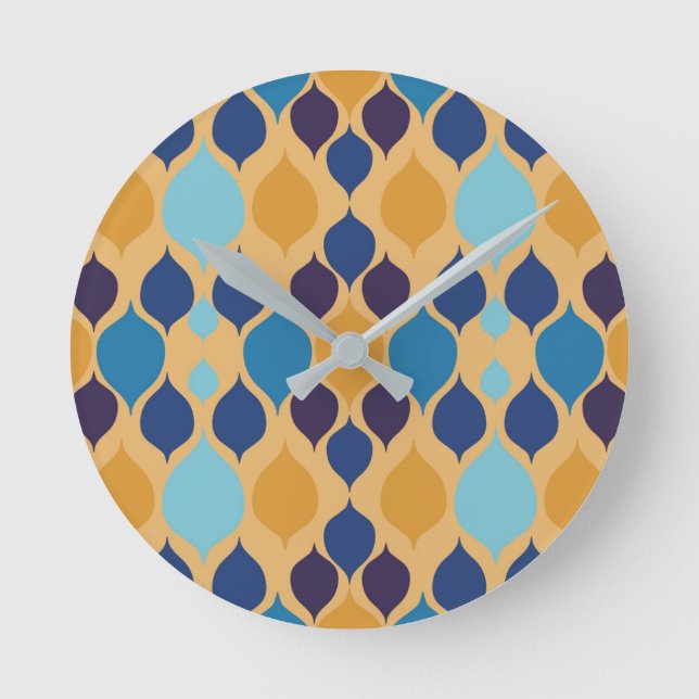 Relógio Redondo Meio século amarelo geométrico dos anos 60 (Frente)