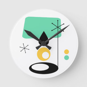 Relógio Redondo meio século azul design