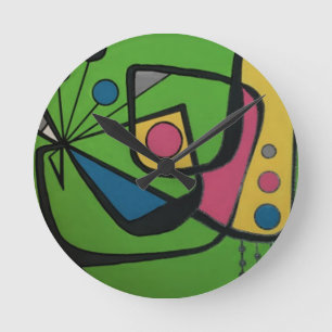 Relógio Redondo 'Meio século Modern Abstrato num 4' em um