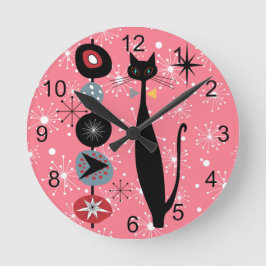 Relógio Redondo Meio século Moderno da Era Atômica MCM Legal Cat 2