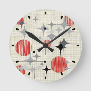 Relógio Redondo Meio século Moderno de Starbursts e Globos